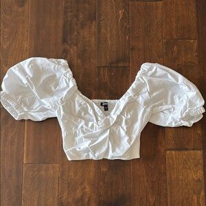 Express White Puff Sleeve Crop Top